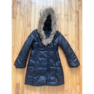 Mackage Black Puffer Coat Fur Hood Zip Front Pockets Warm Winter Womens Medium